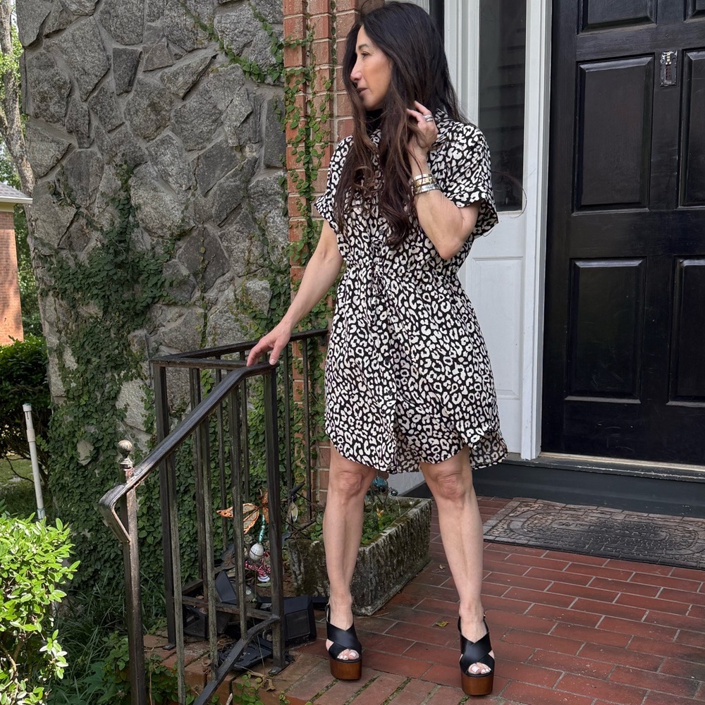 Made in Italy black Leopard Print Women's Dress